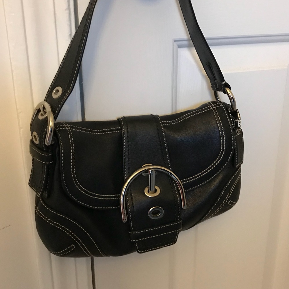 Black leather coach bag